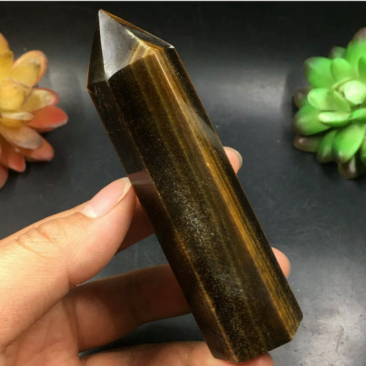 Natural Tiger Eye stone Wand Point