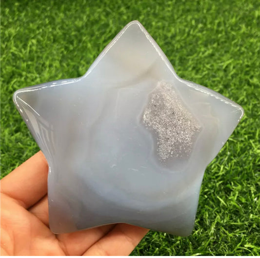 Grey Agate Geode Star Large