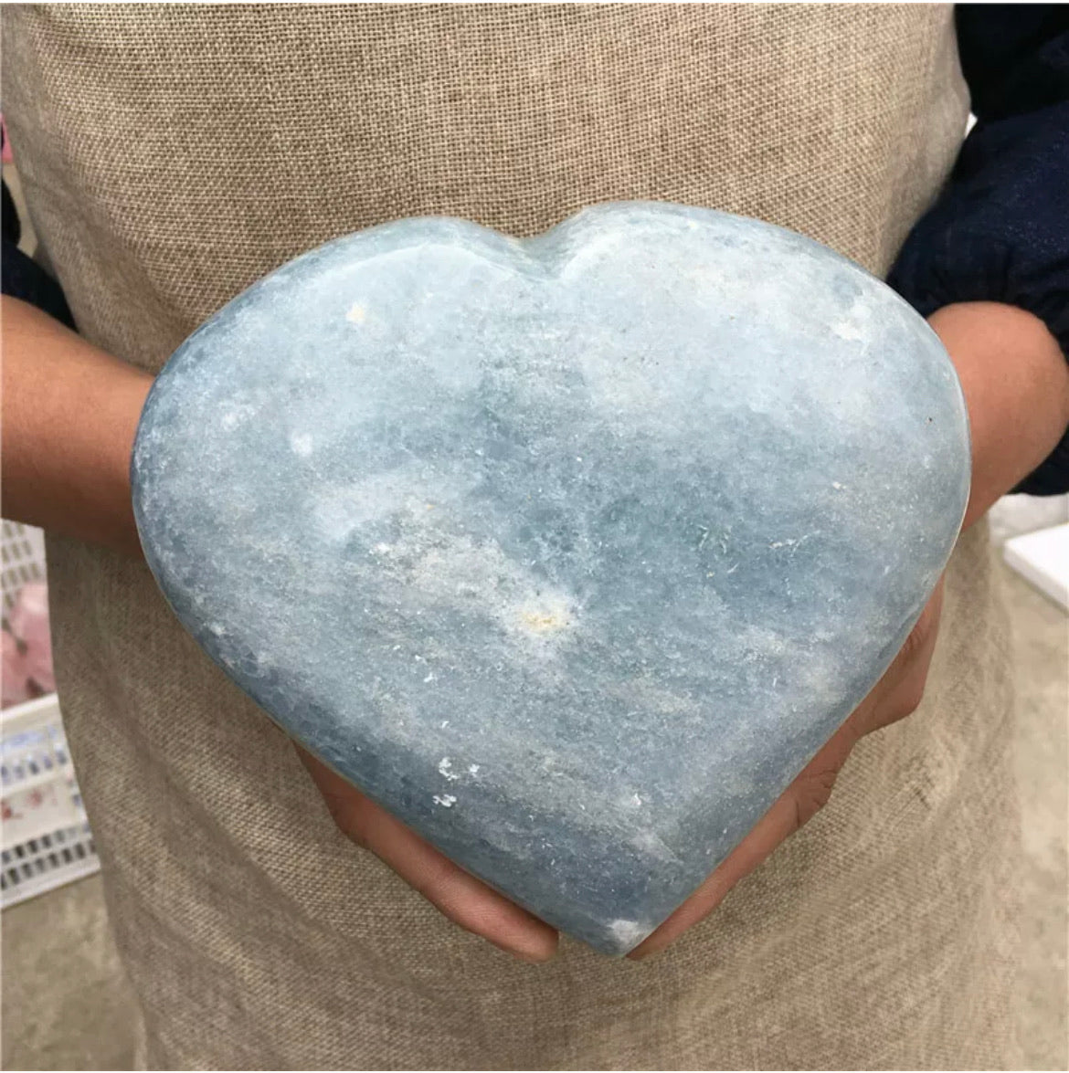 Natural blue calcite gemstone quartz Heart