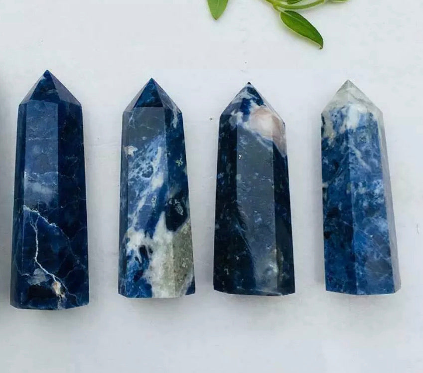 Natural blue Sodalite gemstone healing wand