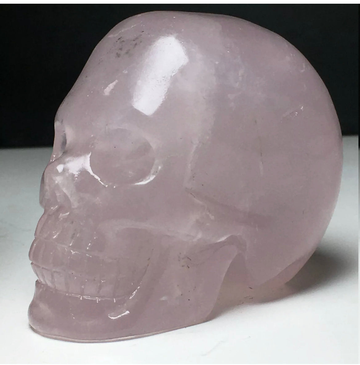 Natural Rose Quartz gemstone Carved Skull Figurine