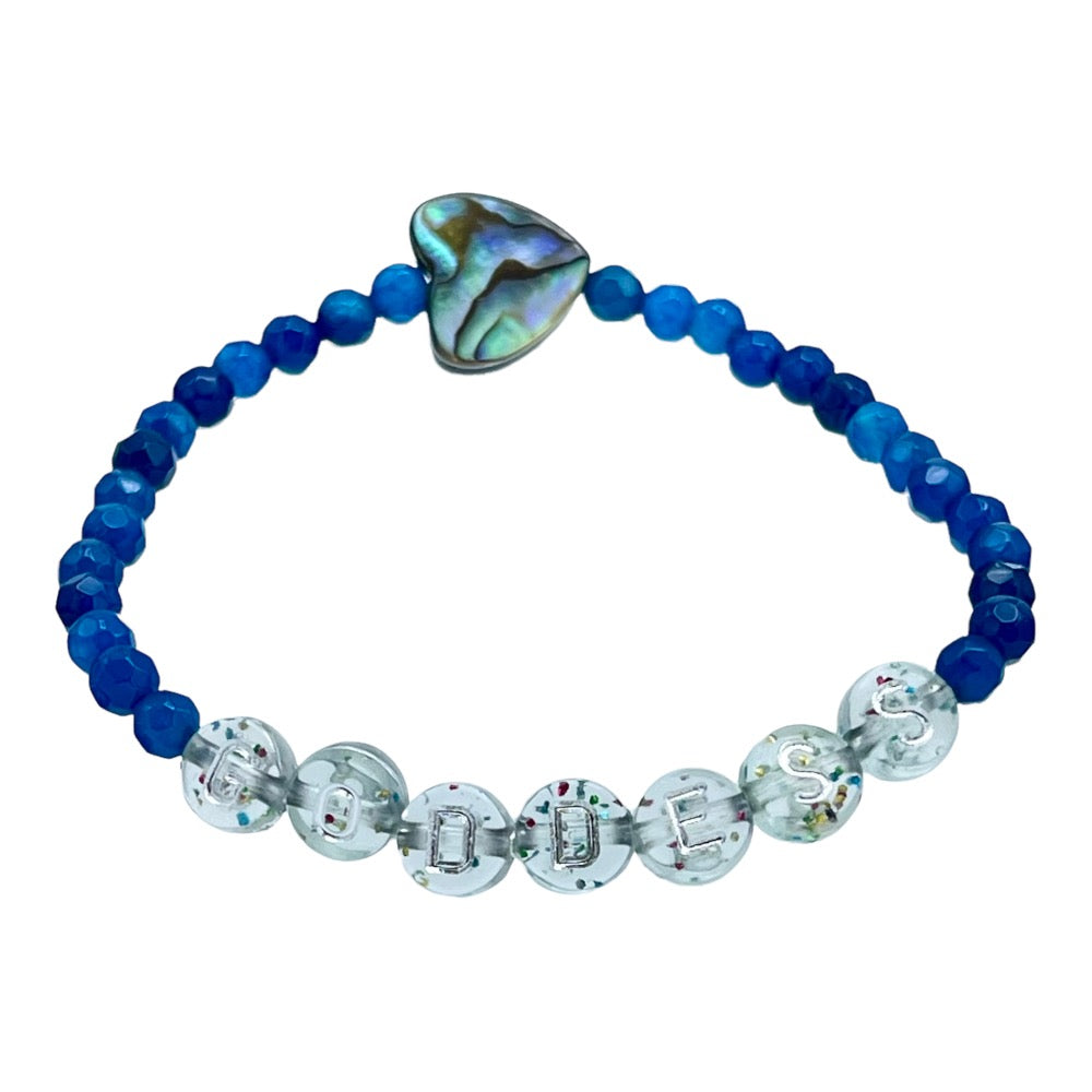Goddess Blue Agates and Abalone Goddess Bracelet