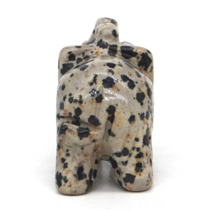 Natural Dalmatian Jasper gemstone Elephant- Small