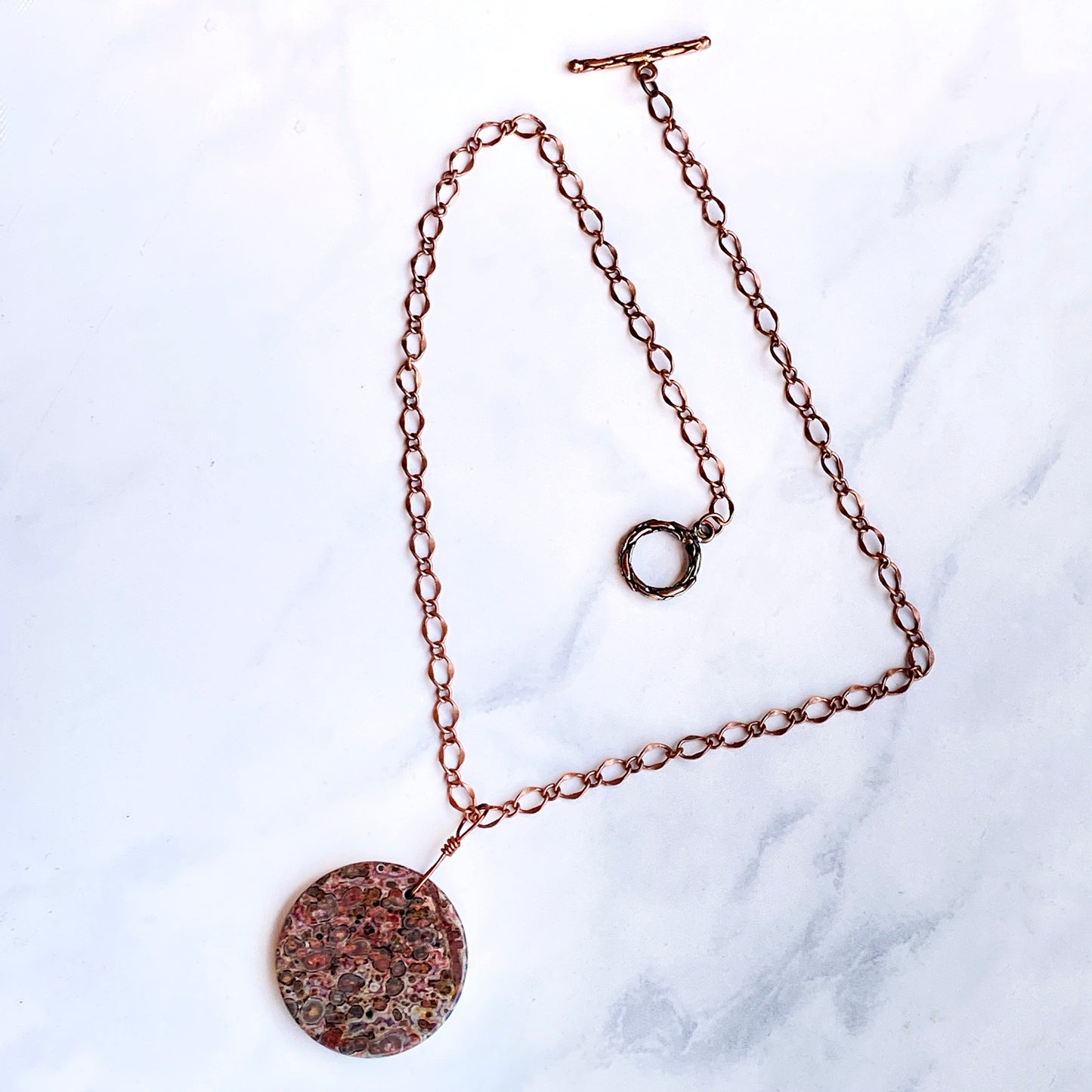 Leopard Print Jasper Necklace on copper chain