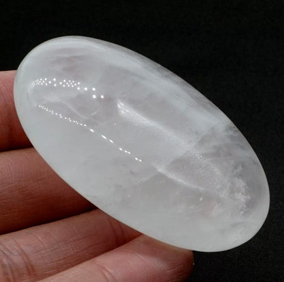 Natural clear Quartz gemstone palm stone, massage stone