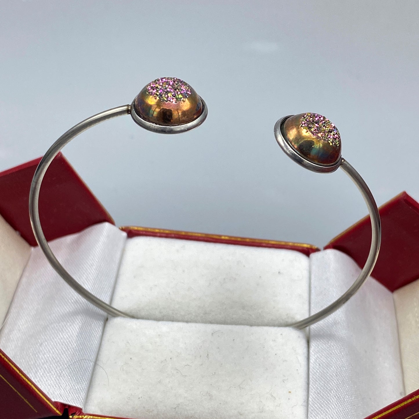 Druzy gemstone Bangle Bracelet