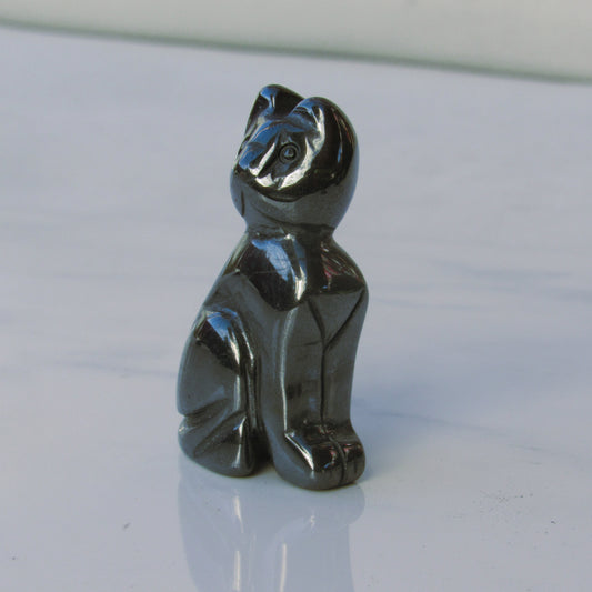 Natural Hematite Kitty Cat Figurine