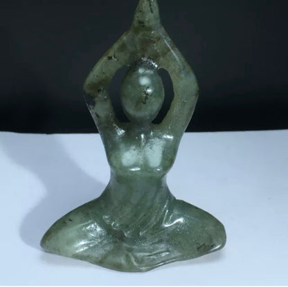 Natural Labradorite gemstone Carved Yoga Pose Figurine