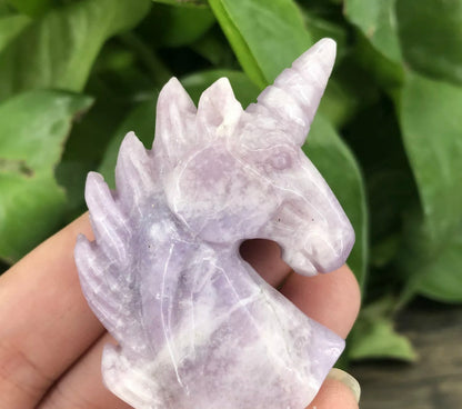 Natural Ussungite purple gemstone carved Unicorn