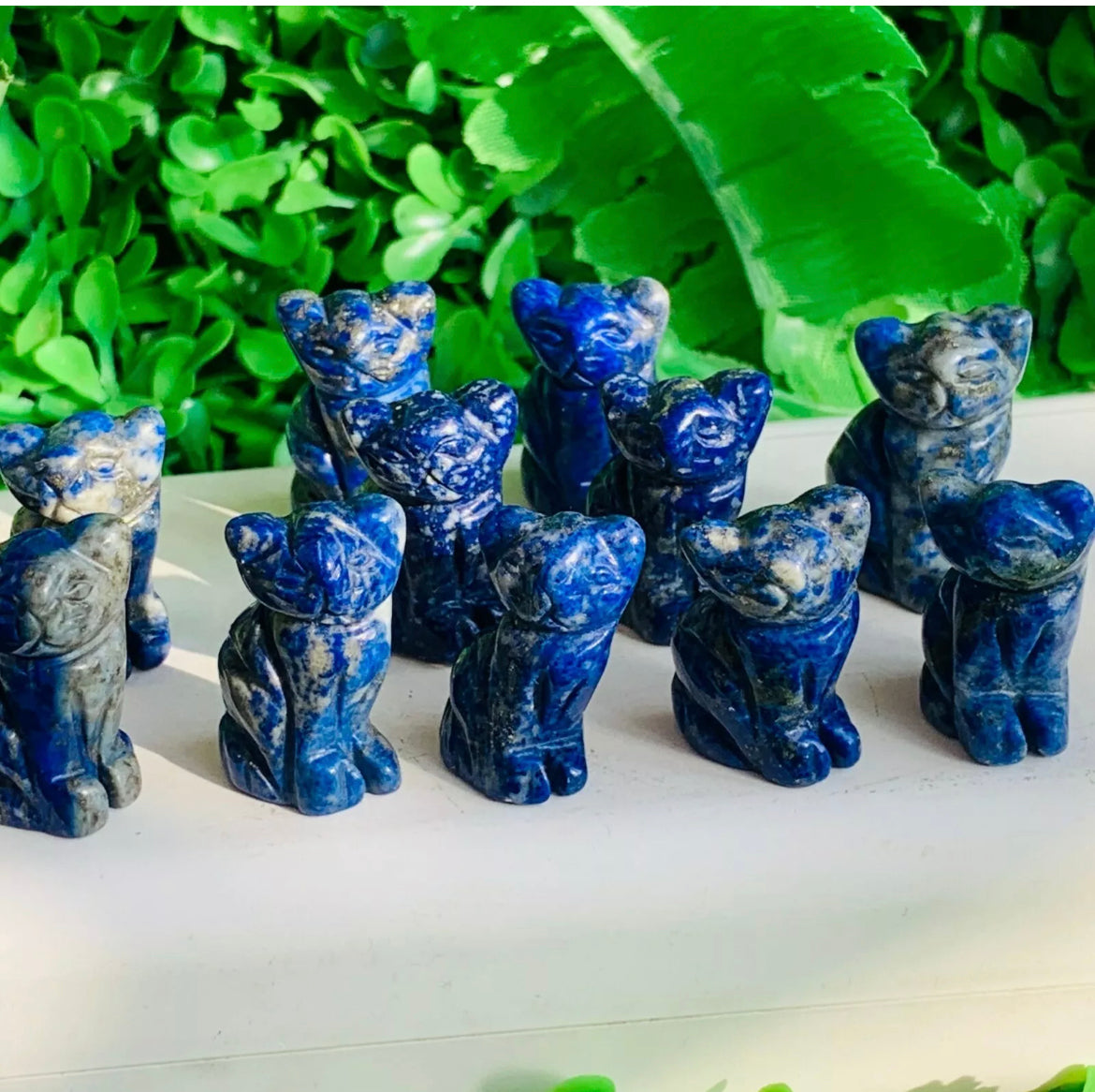 Natural lapis lazuli kitty cat carved crystal