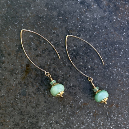 Green Australian Opal Dangle Earrings