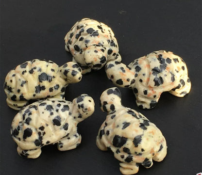Natural Dalmatian Jasper gemstone carved turtle Figurine