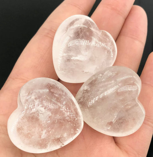 Natural Clear Quartz Hearts