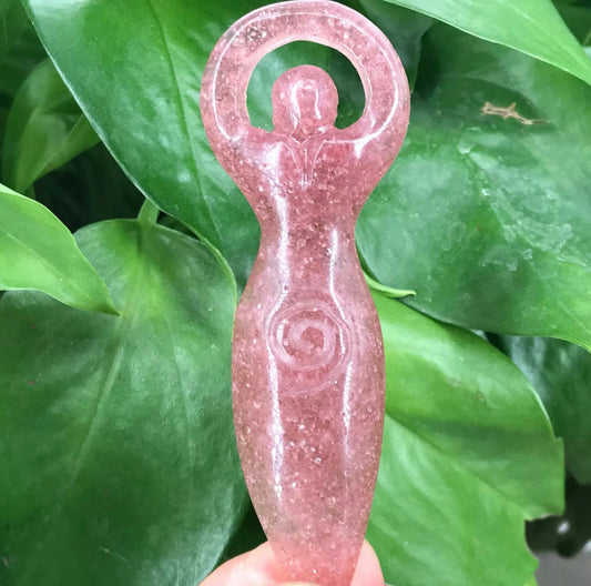 Natural Strawberry Quartz Goddess Totem