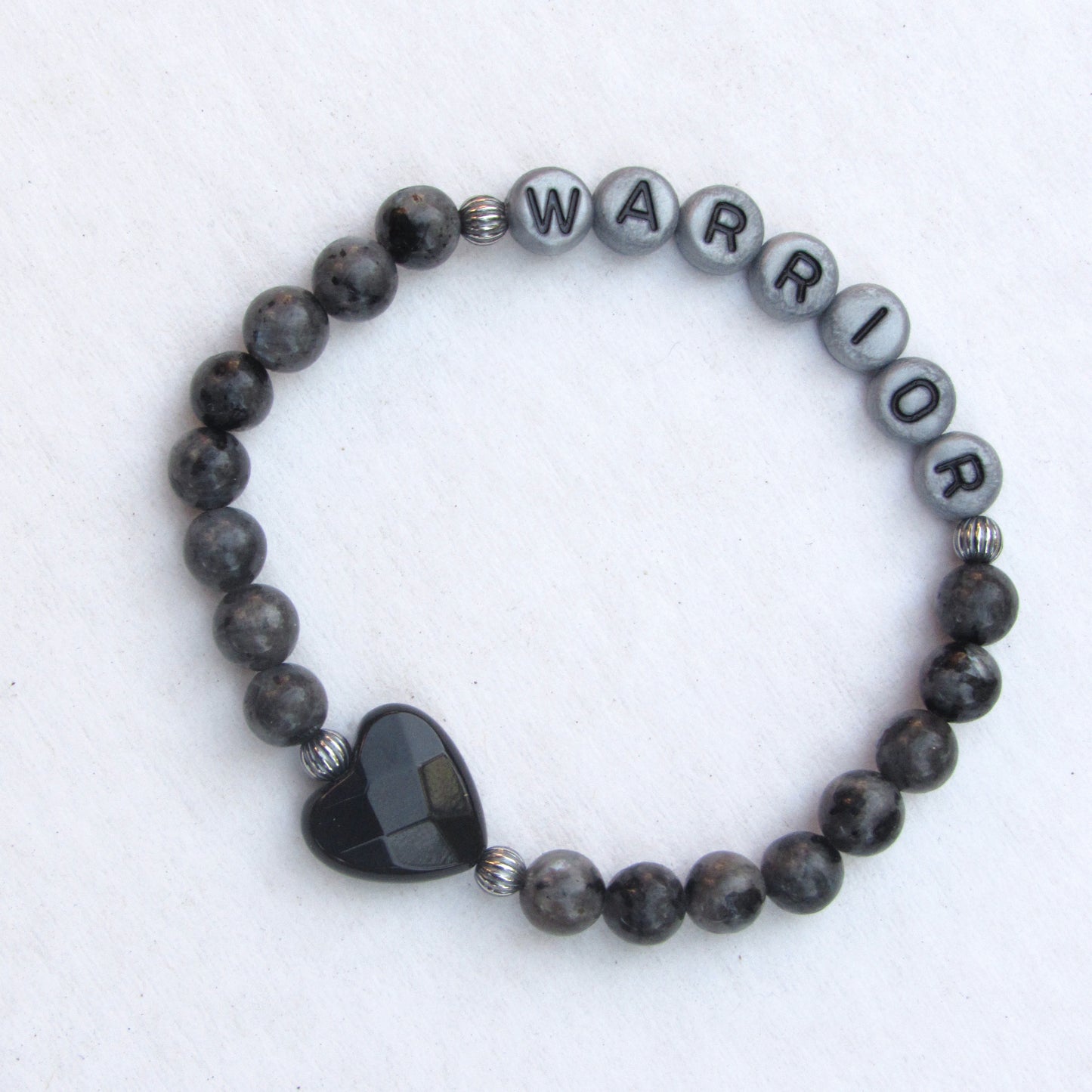 Larvikite, Onyx, and Sterling Silver “Warrior” Bracelet