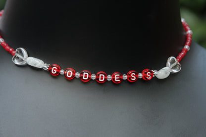 Women's Red Agate "GODDESS" gemstone choker necklace