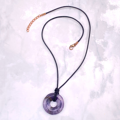 Amethyst gemstone Leather Necklace