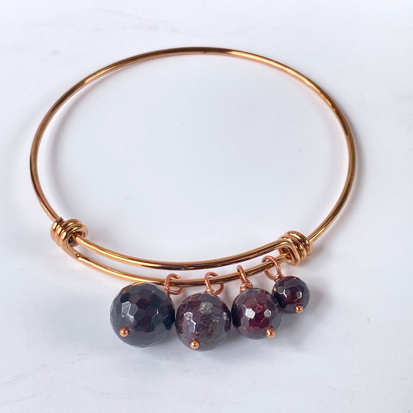 Garnet gemstone adjustable bangle