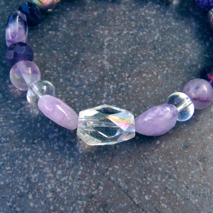 Purple Gemstone Buddha Stretch Bracelet