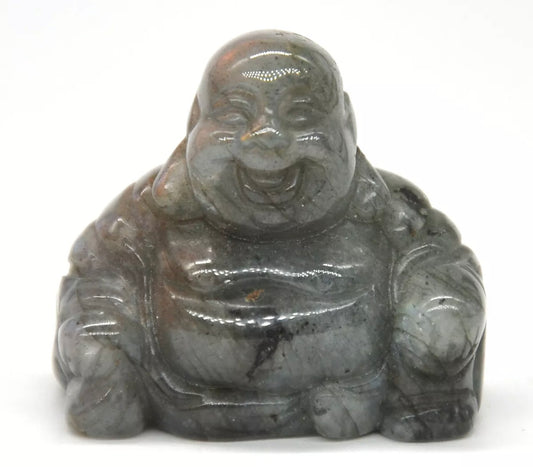 Natural Labradorite Crystal Laughing Buddha