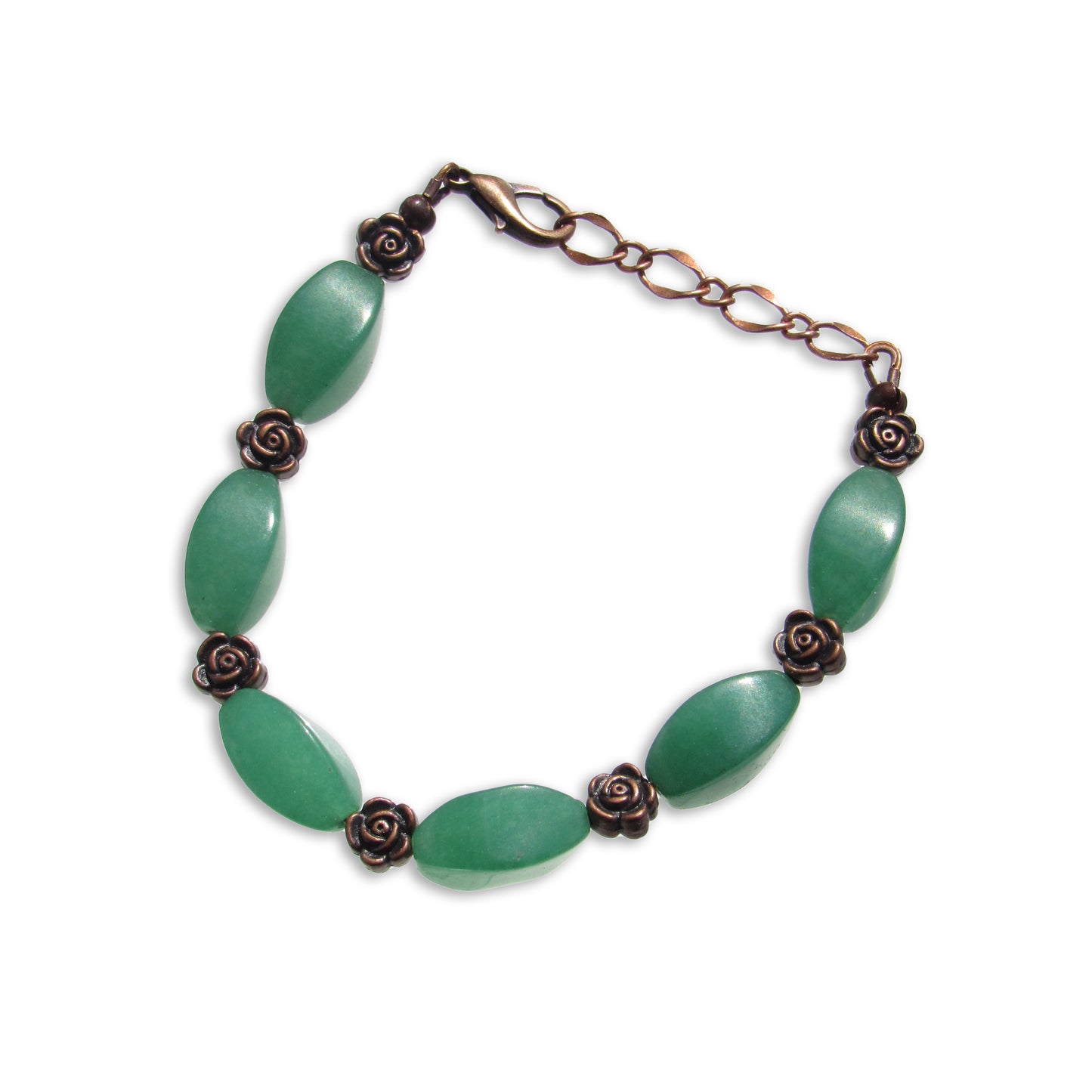 Green Aventurine gemstones and copper Rose Bracelet