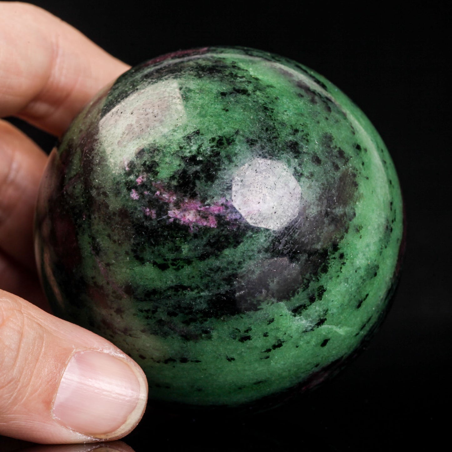 Natural Ruby zoisite crystal ball semiprecious sphere gemstone reiki healing