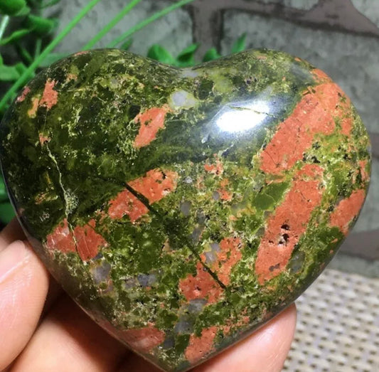 Natural Unakite gemstone carved Heart