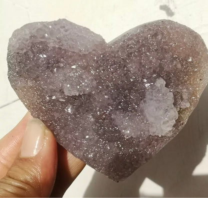 Natural Amethyst Geode Cluster Heart