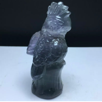 Fluorite gemstone carved Parrot Figurine