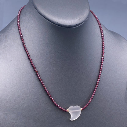 Garnet and Quartz Heart Necklace