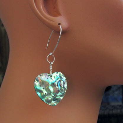 Genuine Abalone Shell Hearts Marquise style Earrings