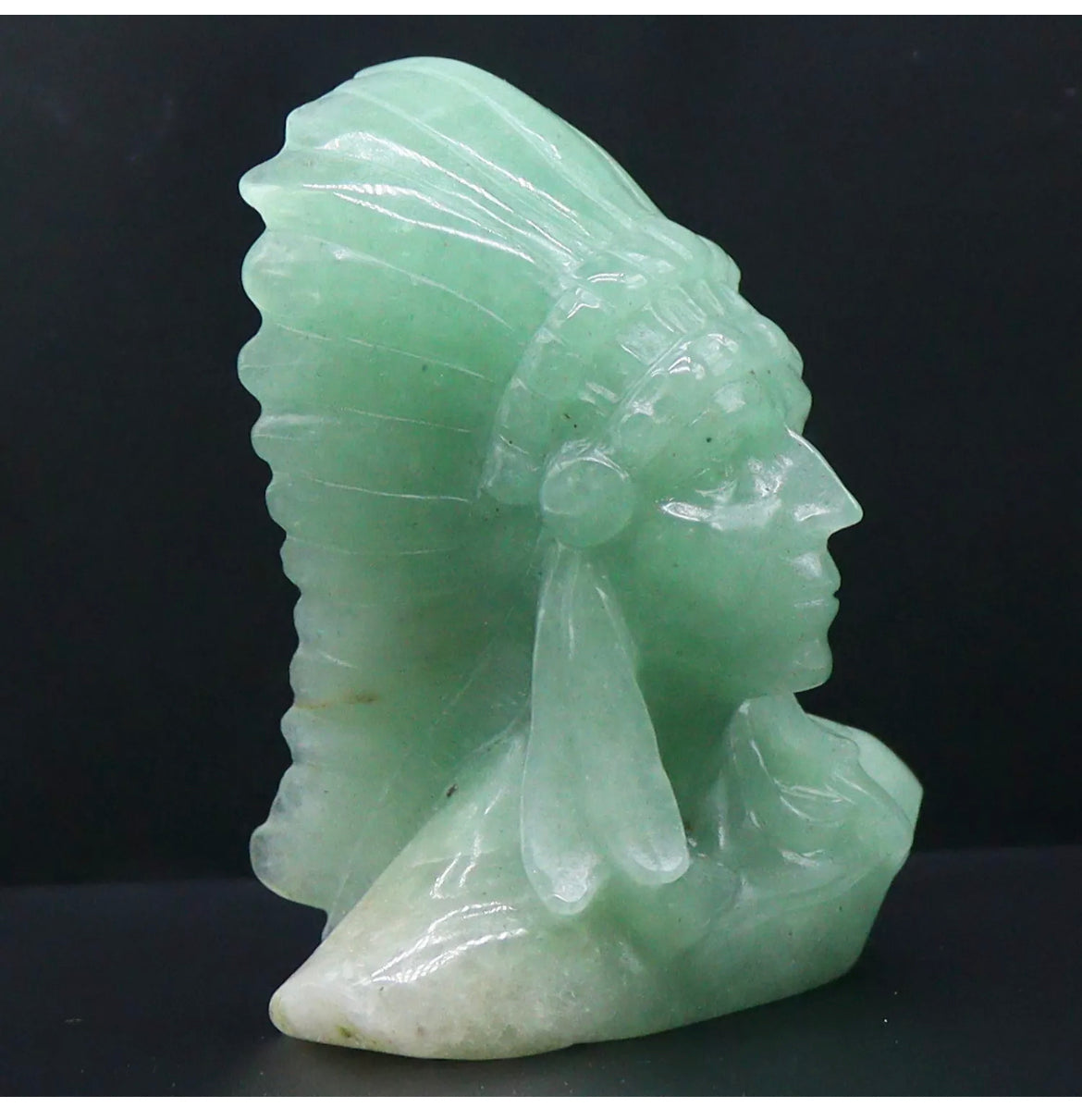 Natural Green Jasper gemstone carved Native American Head crystal Figurine