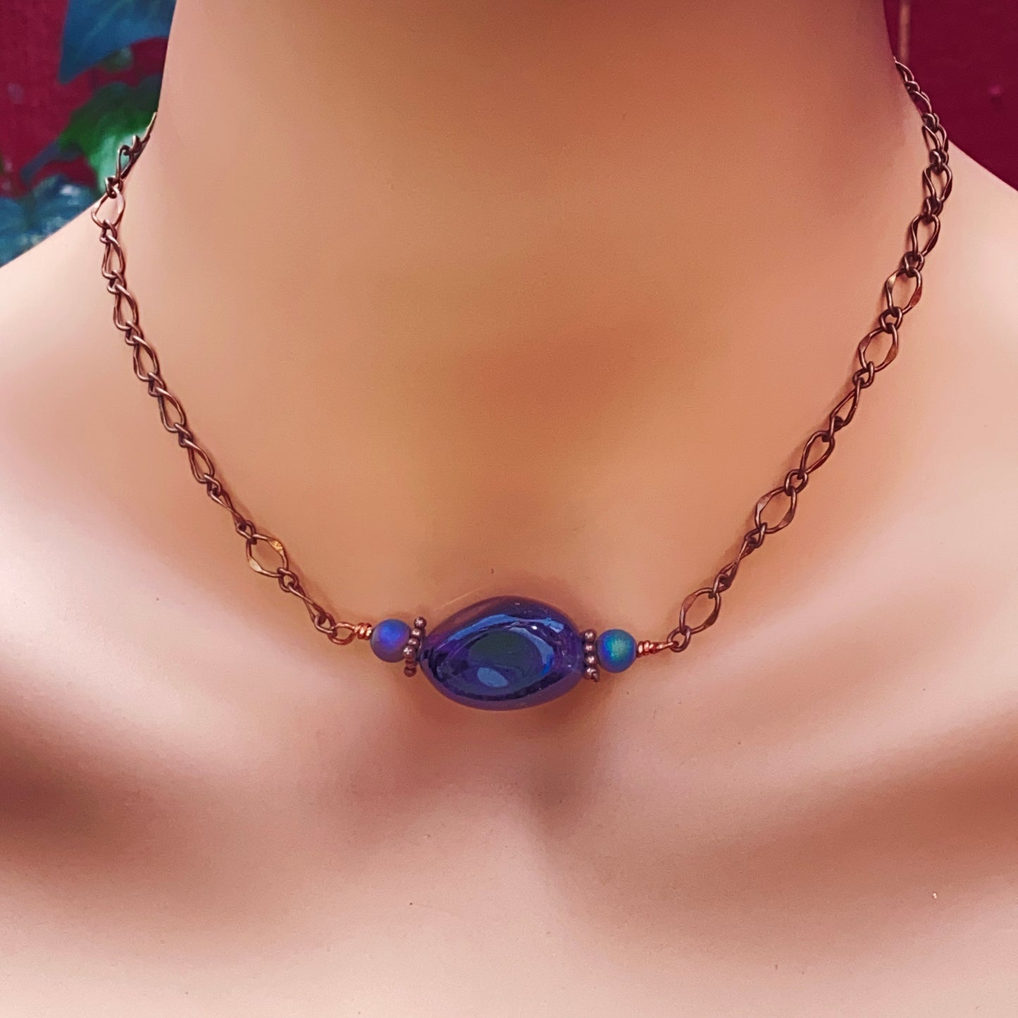 Amethyst gemstone and Druzy Agate Necklace