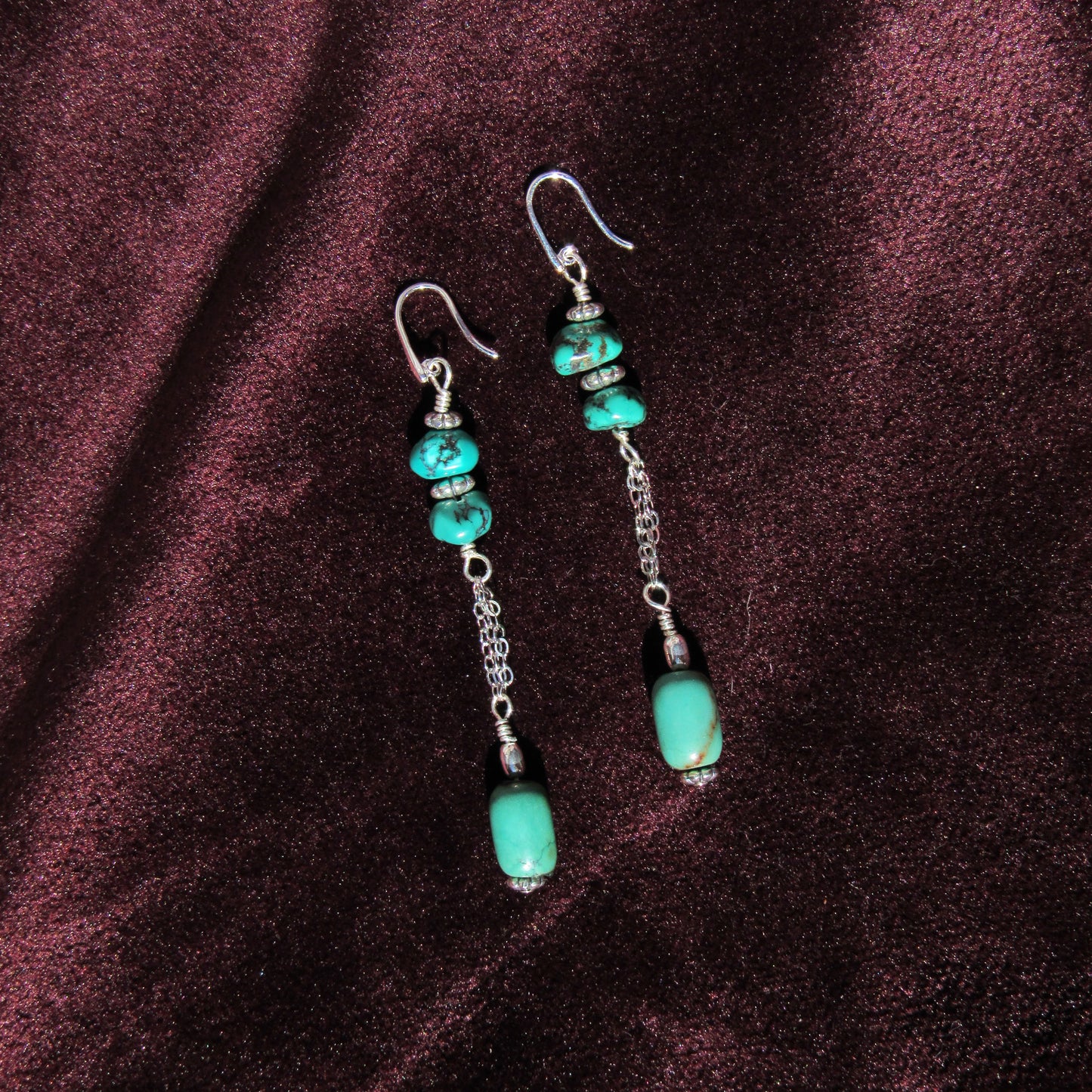 Turquoise Gemstone and Sterling Silver Drop Earrings
