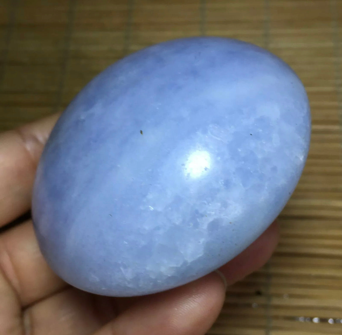 Natural Blue Celestite gemstone palm massage stone