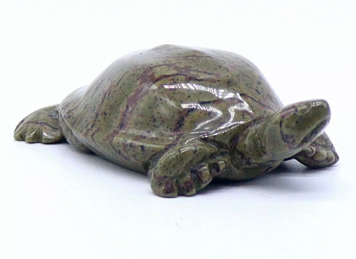 Natural Serpentine Carved Crystal Turtle Figurine