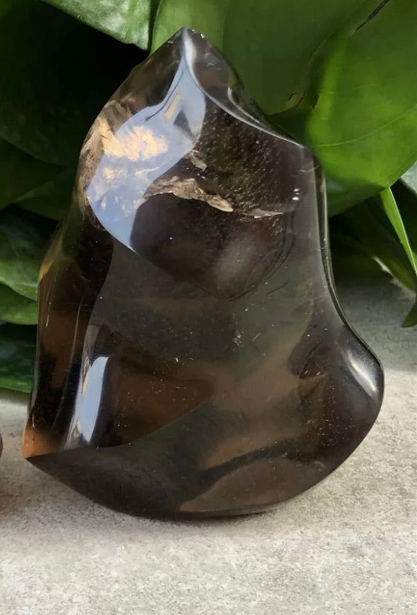 Natural Smokey Topaz gemstone Flame with polished point