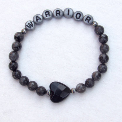 Larvikite, Onyx, and Sterling Silver “Warrior” Bracelet