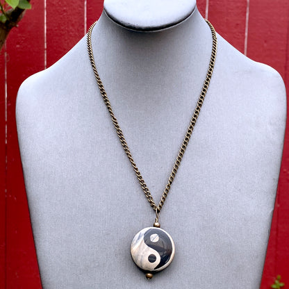 Yin Yang necklace on Brass Chain
