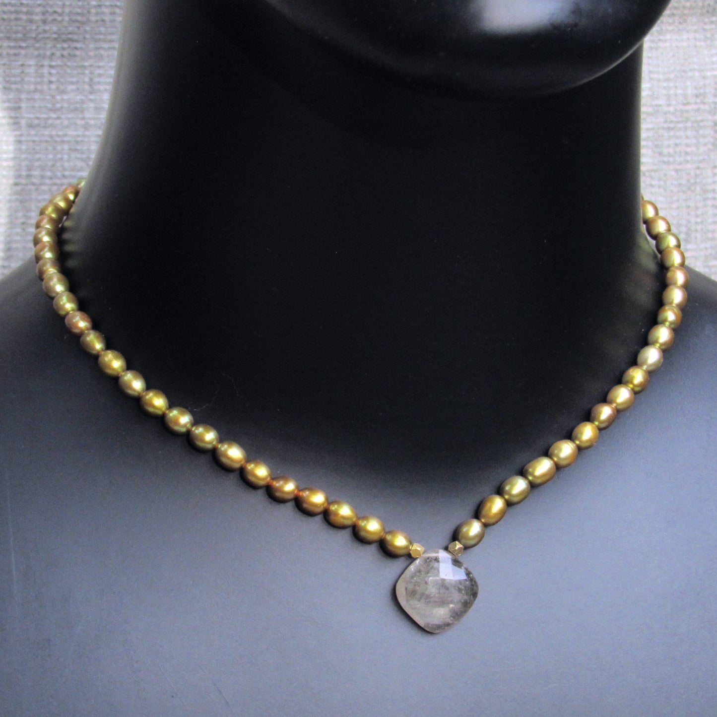 Rutilated Gold, Freshwater Pearls, 14 Kt GF Necklace