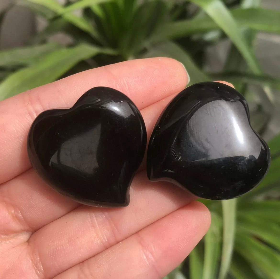 Natural Black Obsidian Hearts