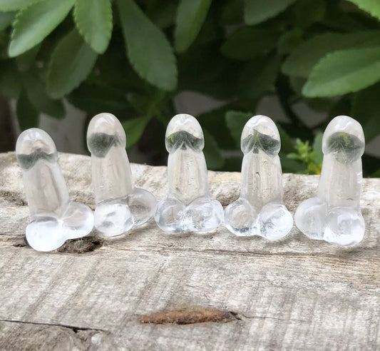 Natural Clear Quartz gemstone carved  Penis