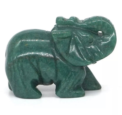 Natural Green Aventurine gemstone elephant figurine