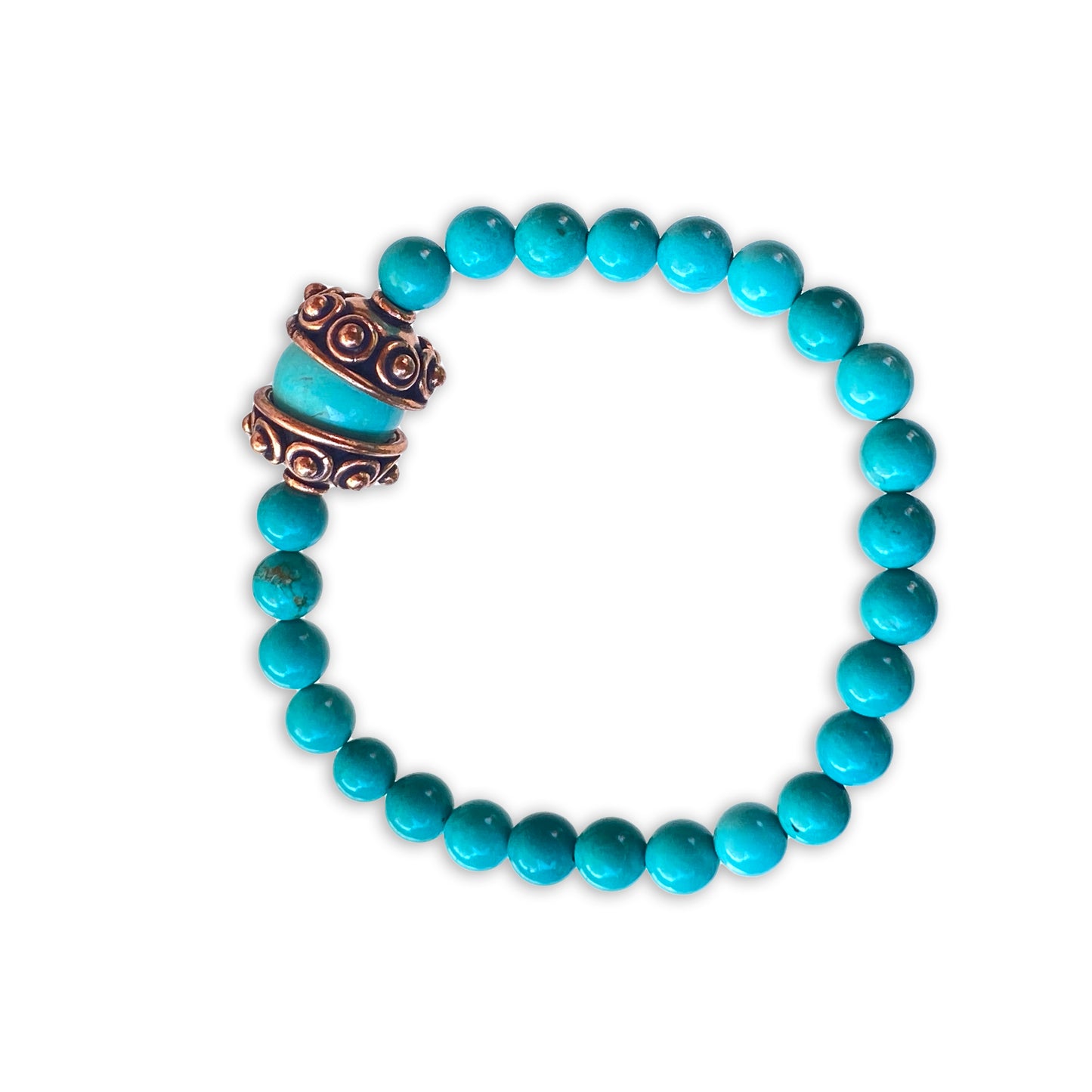 Turquoise gemstones and Copper Flower Beaded Bracelet