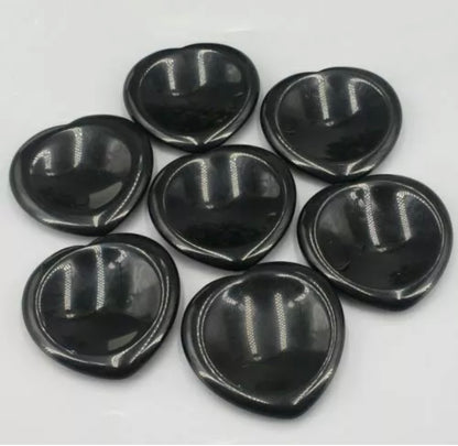 Natural Black Obsidian Heart Worry Stone