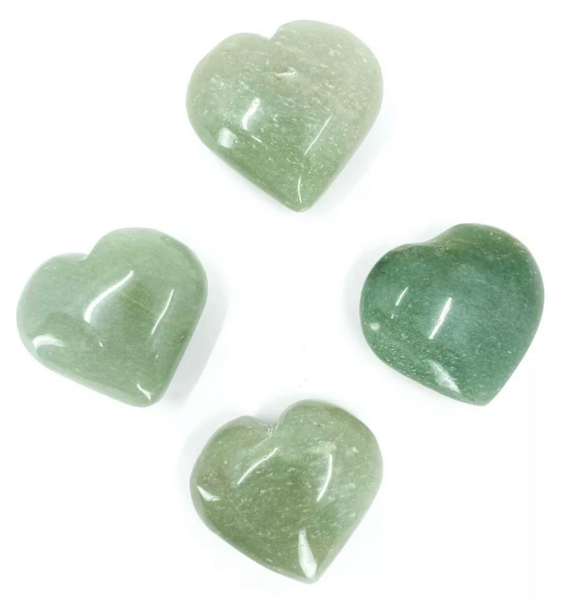 Aventurine gemstone carved puffy hearts