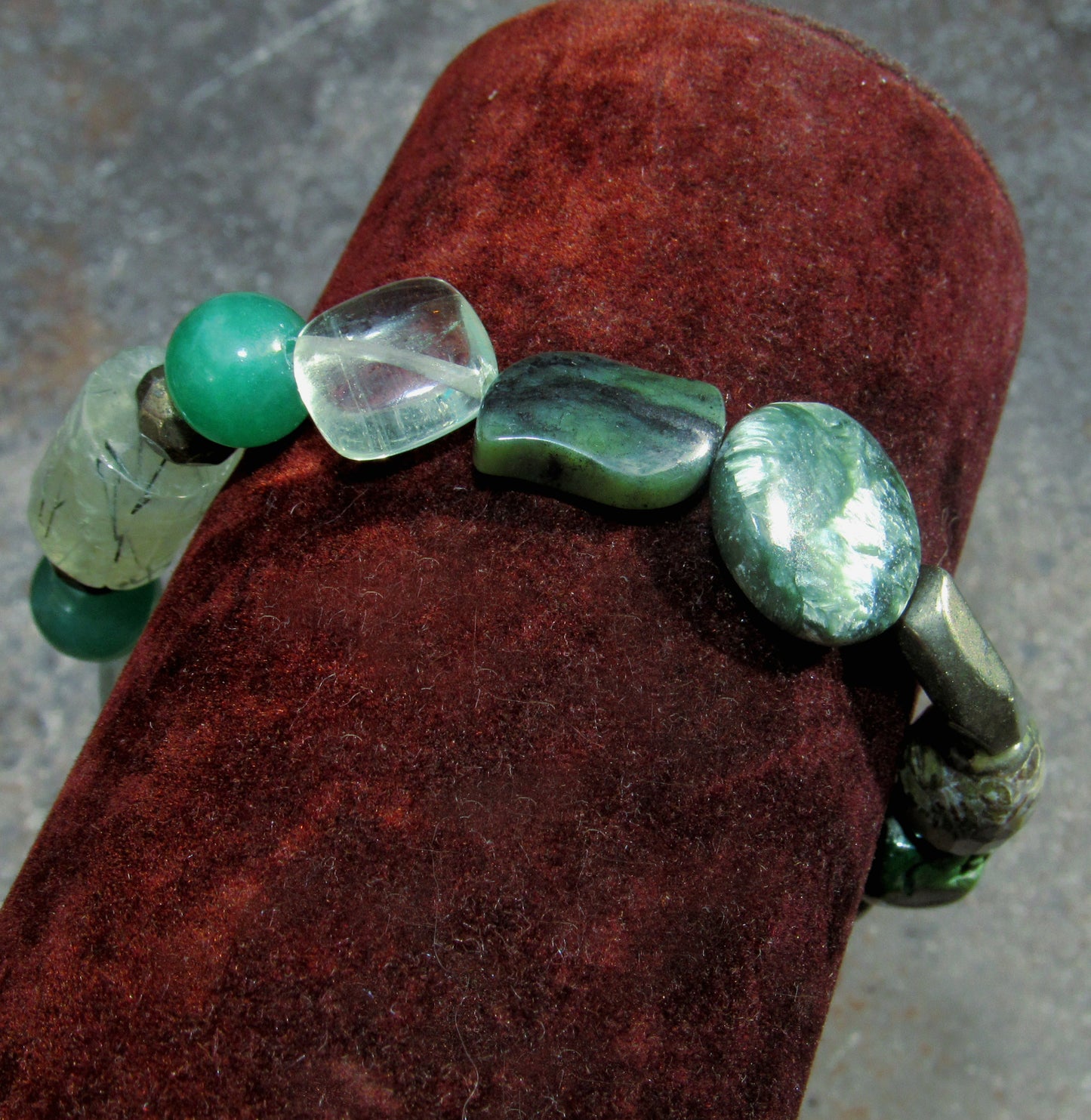 Green Prehnite Gemstone Skull Beaded Gemstone Bracelet