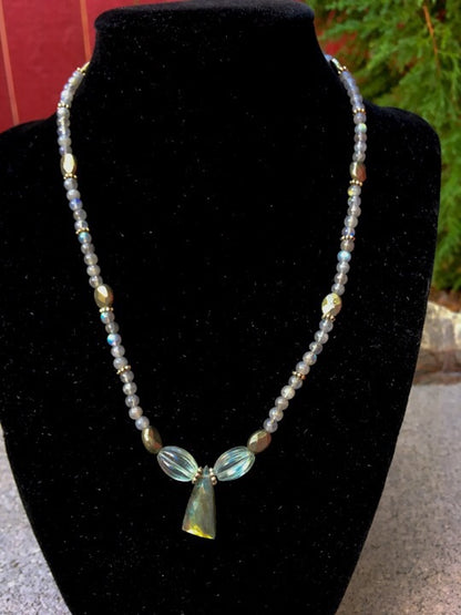 Pyrite, Labradorite and Fluorite Gemstone necklace