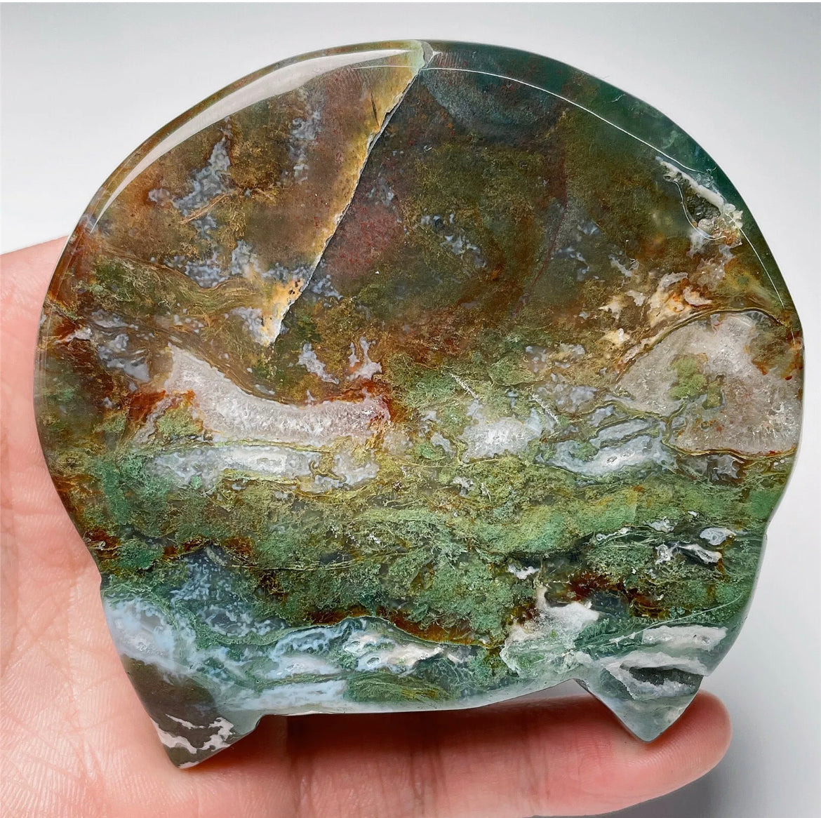 Natural Red Moss Agate Jewelry Dish