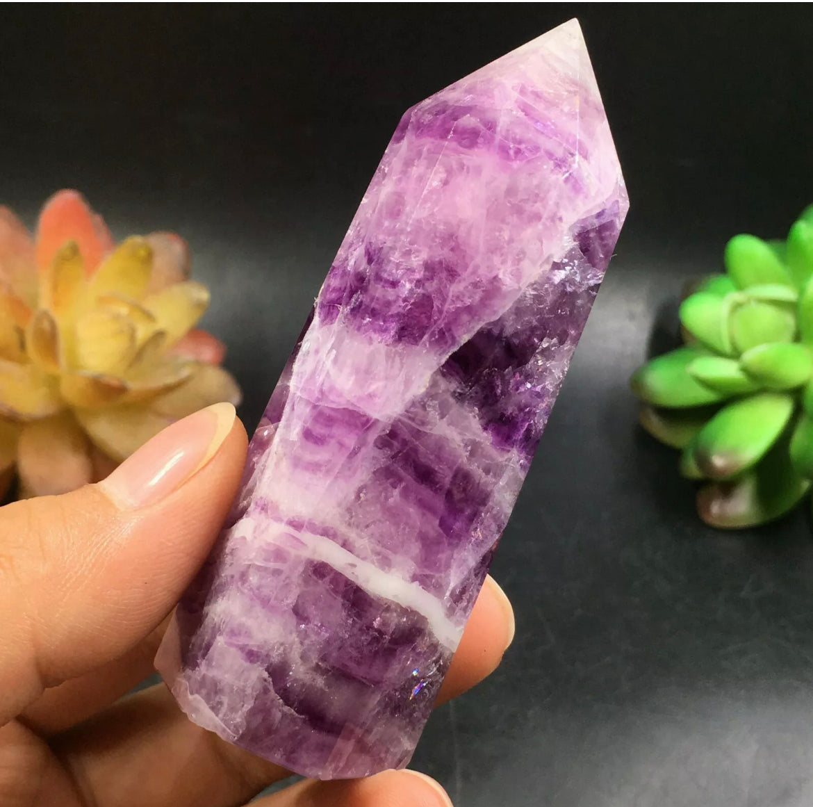 Natural Purple Fluorite Crystals Wand